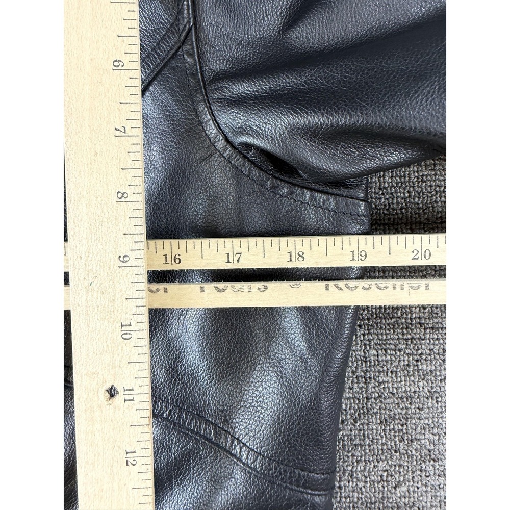 Harley Davidson Jacket Womens Medium Black Leather Motorcycle Rhinestone Zip - Picture 12 of 14